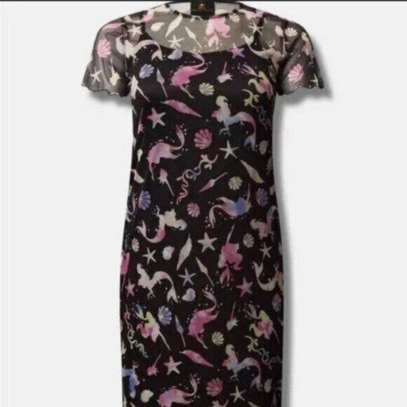 Torrid Women Disney The Little Mermaid Midi Mesh T-Shirt Dress Plus Size 1 NWT - Picture 4 of 13